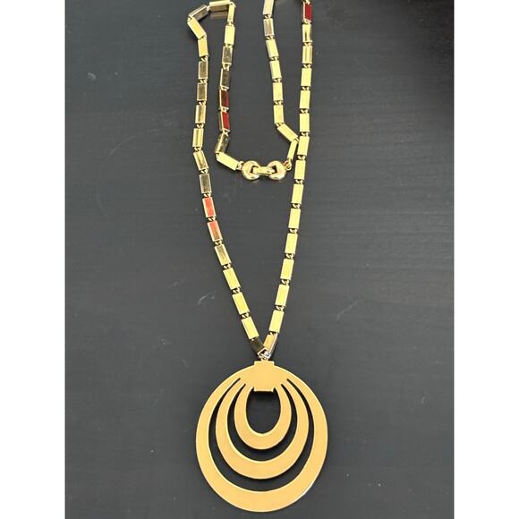 Monet Jewelry - Vintage Monet Big Modernist Statement Necklace Gold Tone Chunky Chain